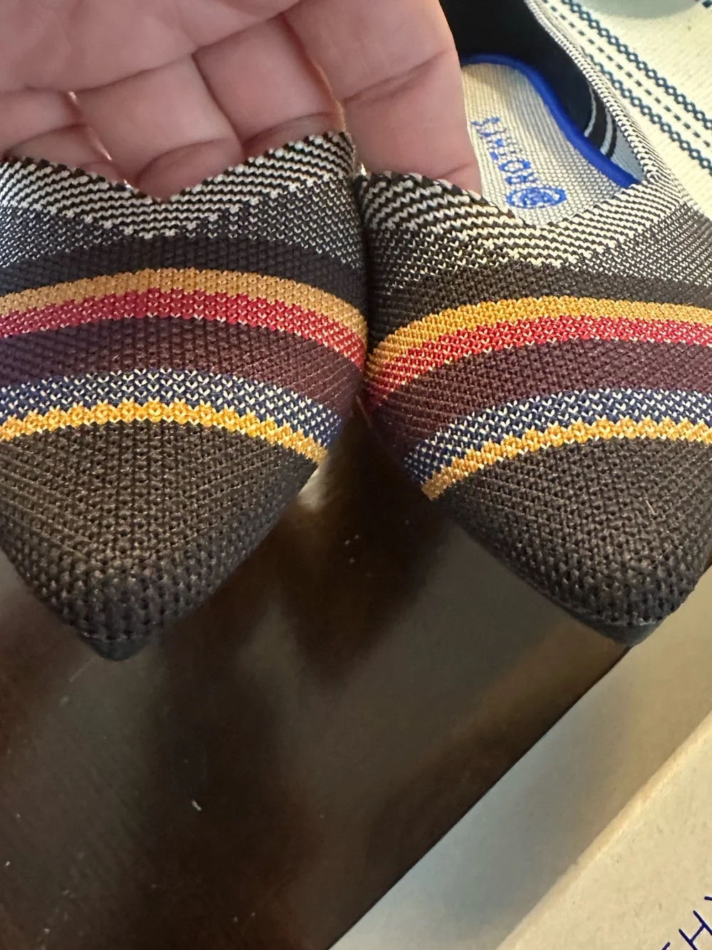 Rothy’s VIB Inverse Stripe Points Knit Stripe Flats Size 9.5